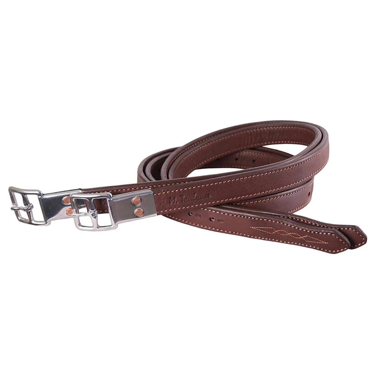 M Toulouse Platinum Fancy Stitch Stirrup Leathers - Image 2