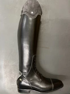 DeNiro Erika Custom Ladies Field Boot W/ Grey Suede Top Silver Studs, 41, Demo