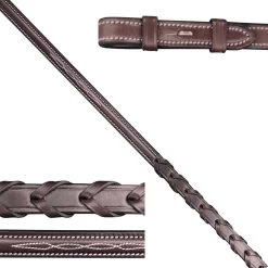 KL Select Red Barn Sovereign Raised Fancy Stitched English Reins - XLong