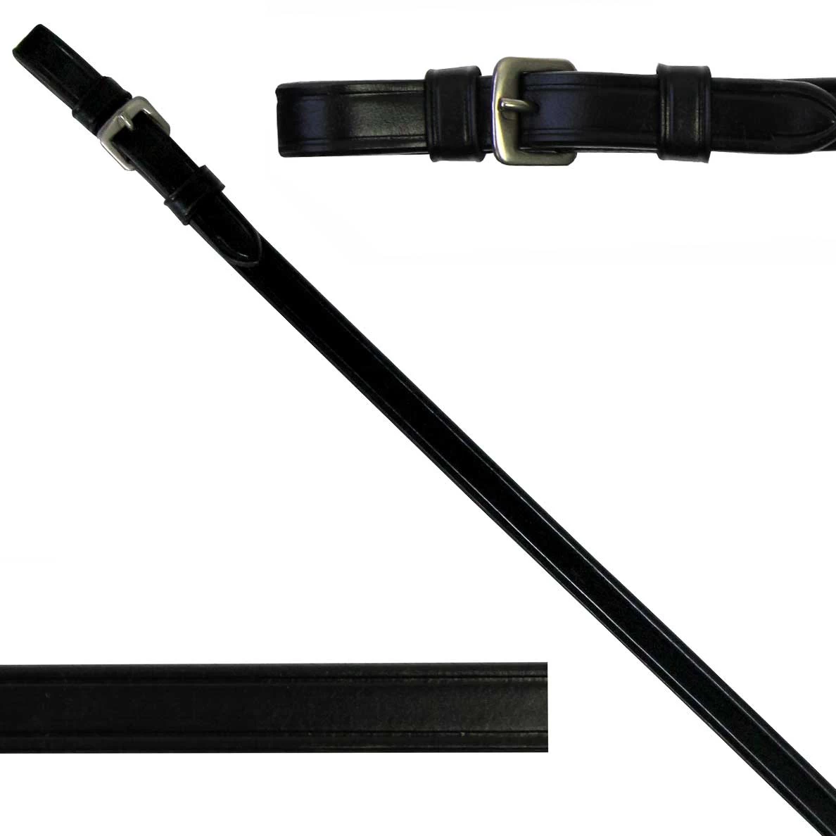 KL Select Red Barn Curb Reins 1/2 Inch Black