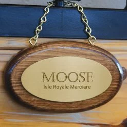 Custom Wood And Brass Oval Stall Plaque