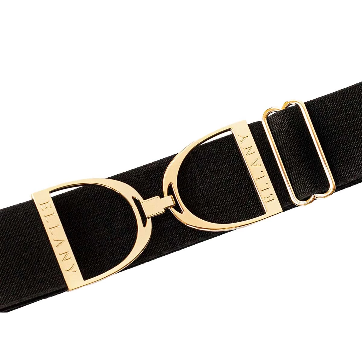 Ellany Black Gold Stirrup Elastic Ladies Belt - Image 2