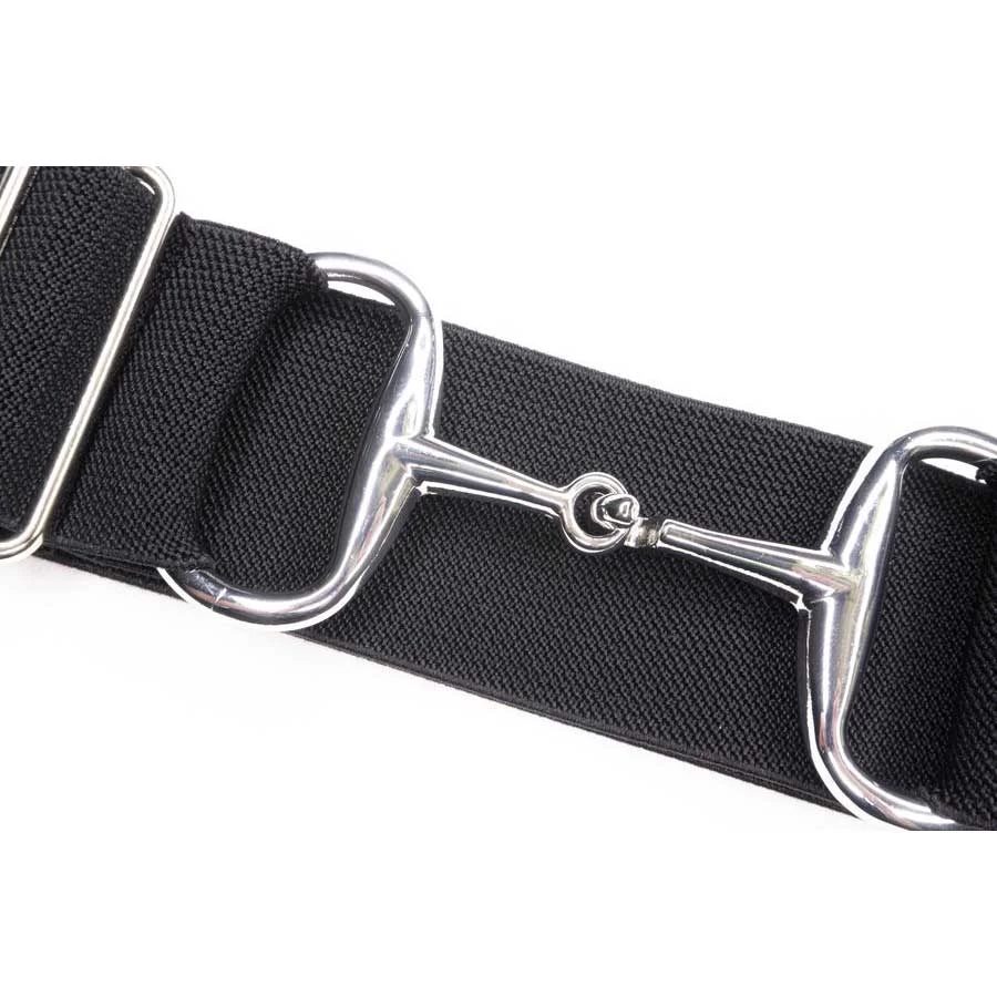 Ellany Black Silver Snaffle Elastic Ladies Belt