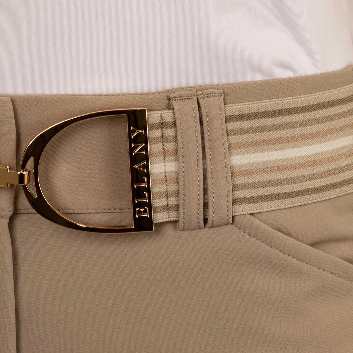 Ellany Bethany Gold Stirrup Elastic Ladies Belt - Image 2