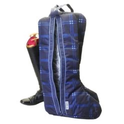 Chestnut Bay Quilted Lined Boot Bag Blue Plaid